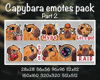 Capybara Emotes | Twitch, Discord, WhatsApp, YouTube, Viber | Cute Kawaii Capybara Emoji | Part 2