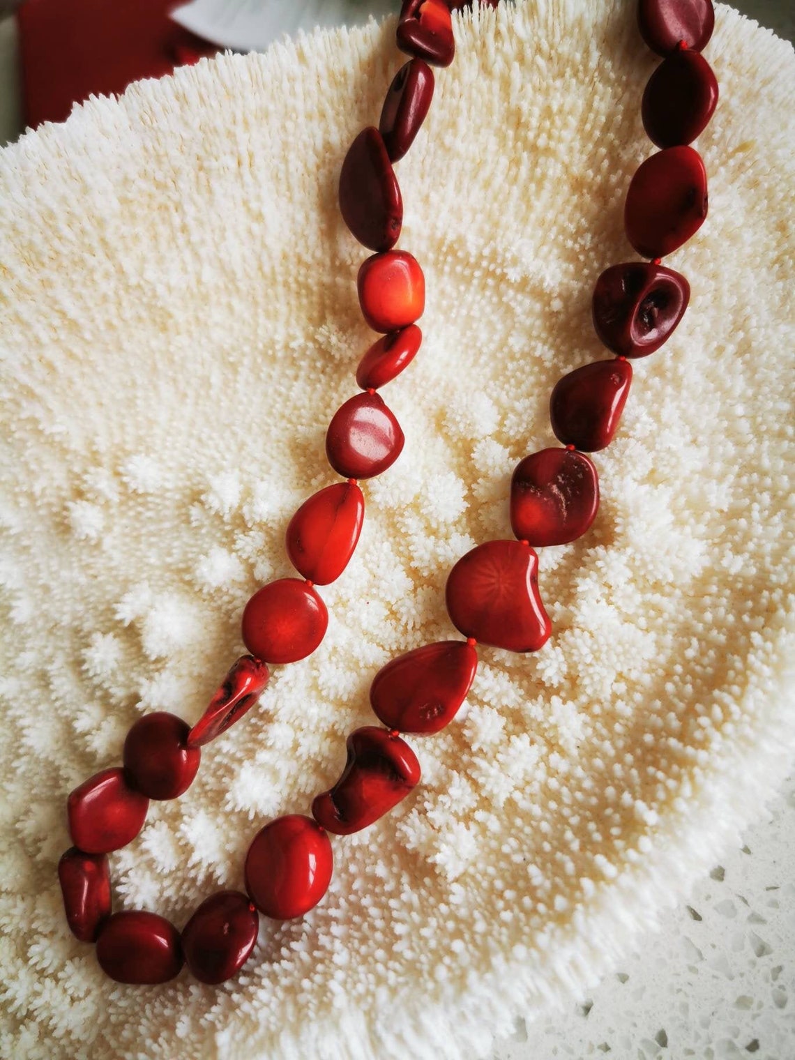 Red Coral Necklace Raw Italian Coral Jewelry for Women Etsy