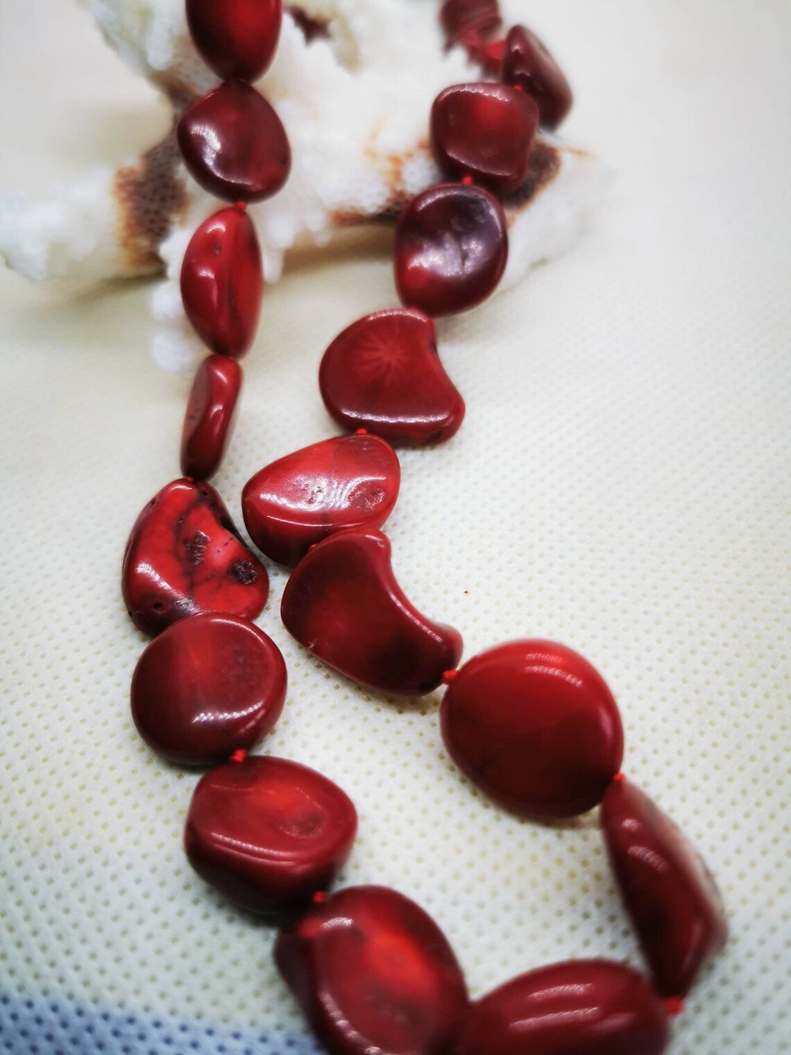 Red Coral Necklace Raw Italian Coral Jewelry for Women Etsy