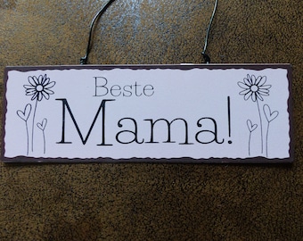 Muttertag, schöne Metalltafel mit dem Spruch-,"Beste MAMA " ,  oder " Beste Oma " ca. 15 x 5 cm , in ROSÉ / schwarz gestaltet