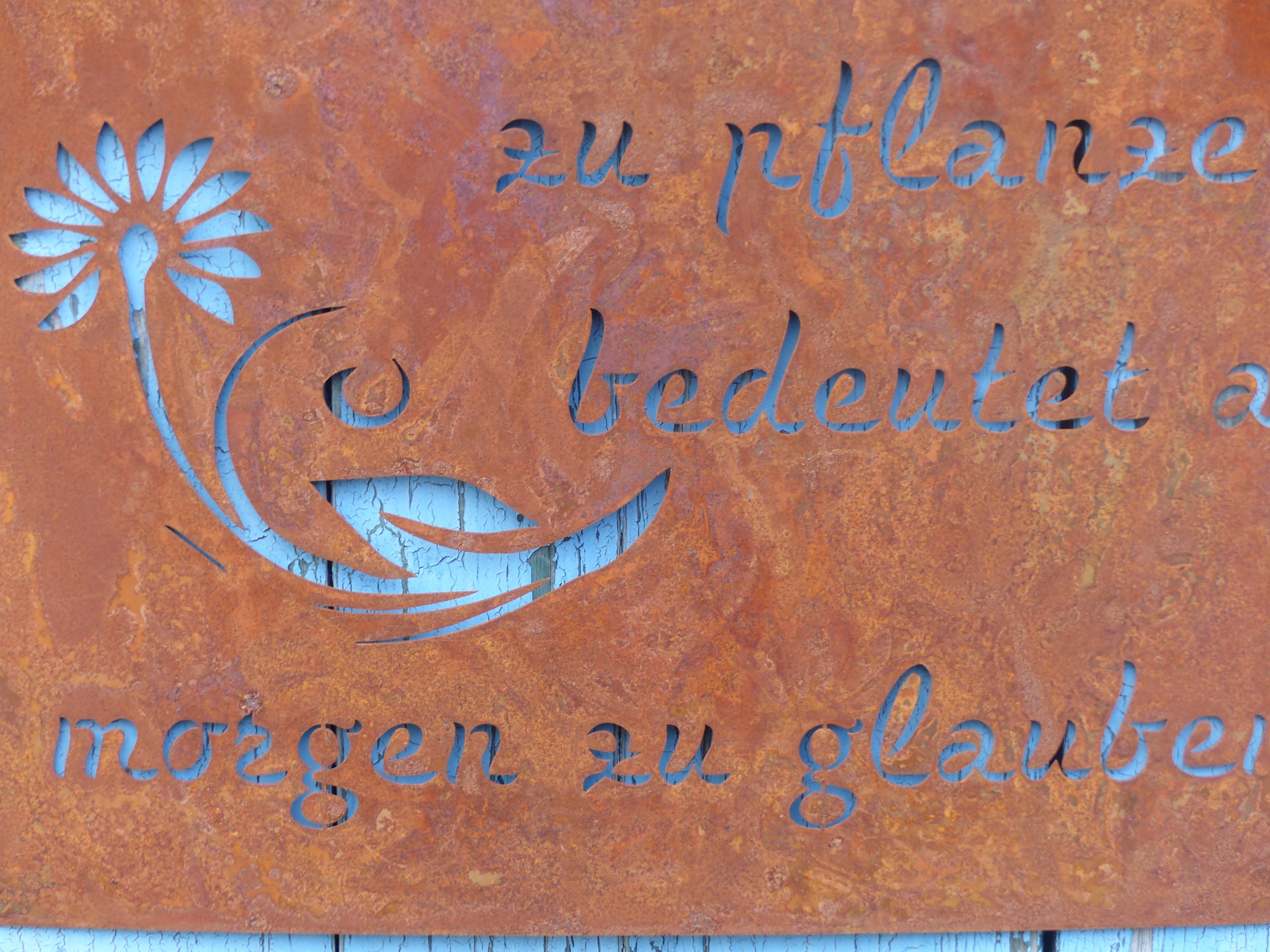 Tolles Edelrost Schild.. Einen Garten zu pflanzen bedeutet