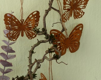 wunderschöne Schmetterlinge, Set 2 Modelle, Hänger, in Edelrost, ca. 8 x 9,5 cm, Osterstrauß, Frühlingstrauß, Gartendeko, Deko Blumenbeet