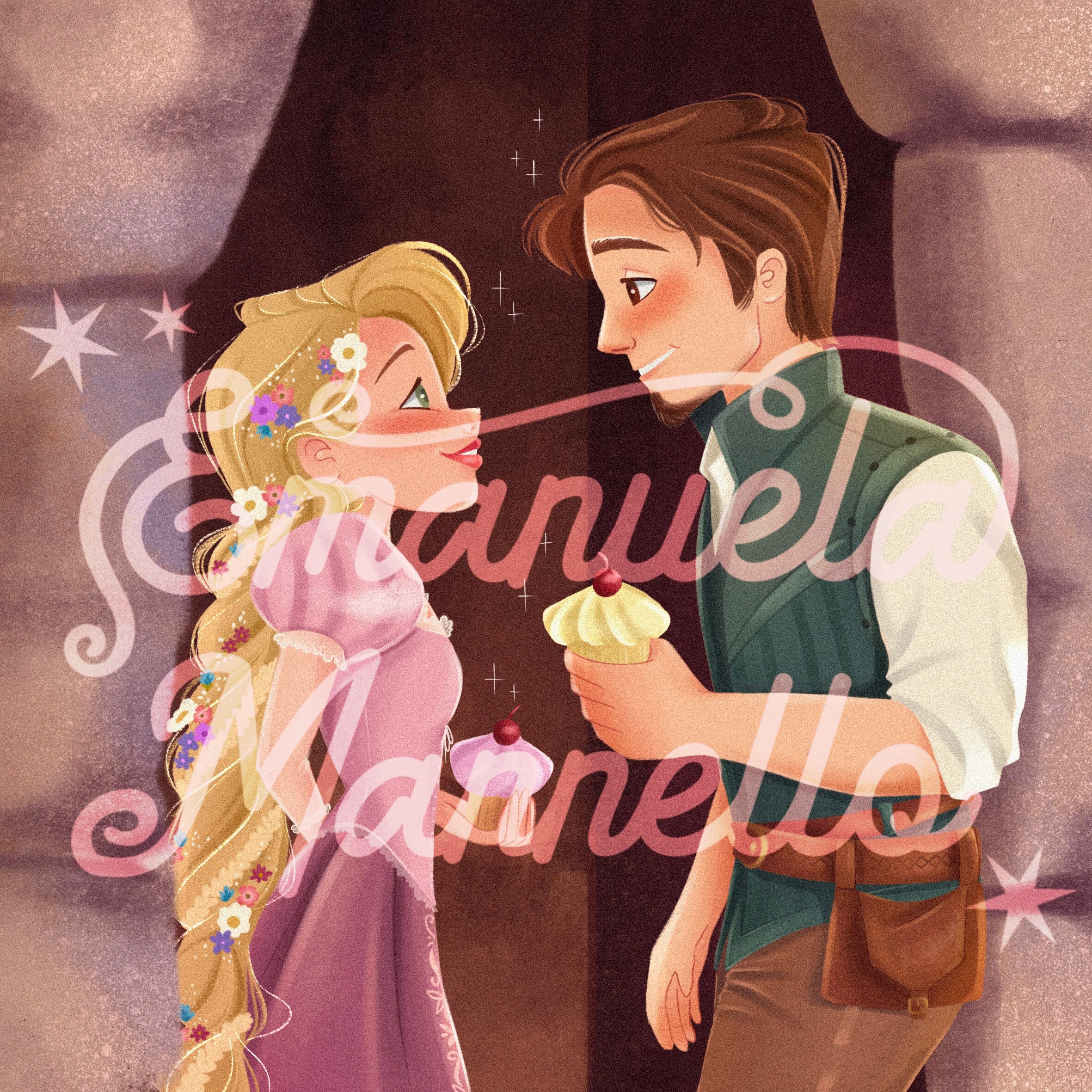 Rapunzel \u0026 Flynn Print - Art Print | Princess | Original Art | Illustration  | Drawing - Etsy, image size:2362x2362