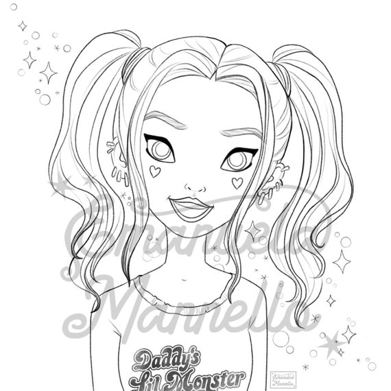 PRINTABLE COLORING PAGE Harley Quinn New100 - Etsy