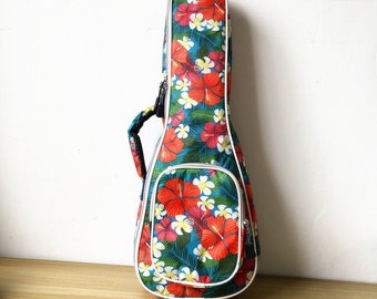 Hawaiianische Blumen Sopran-Konzert-Ukulele-Gehäuse - Wasserdichtes, wundervolles Partykleid für Ihre Sopran-Konzert-Ukulele