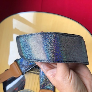 Handmade 2 inch wide soft Metallic Sparkle Guitar Strap fits for all size guitar and bass