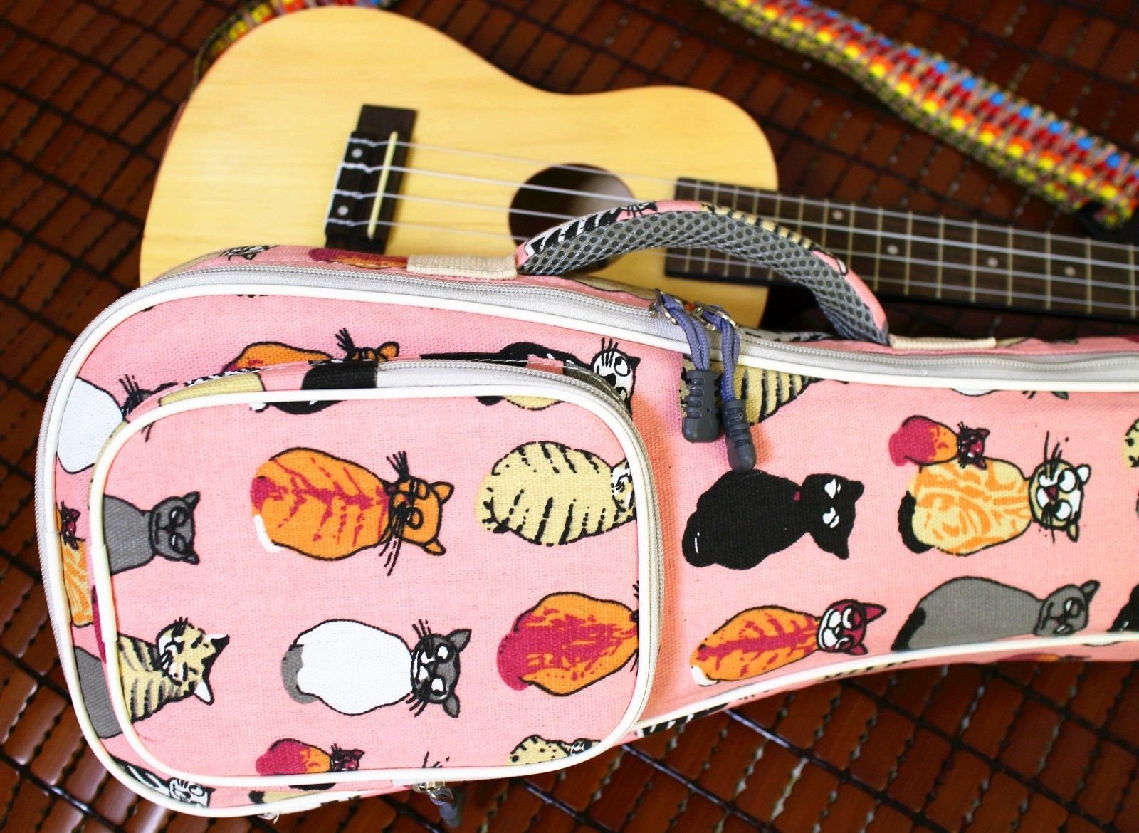 Cute cat canvas padded concert ukulele case pink ukulele gig Etsy