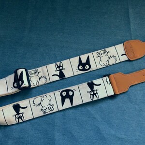 Handmade, 2 inch width, Cotton, Cute Comic Cat Guitar Strap, Bass Strap.
