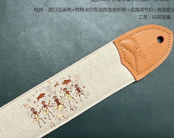 Handmade cute rock band guitar straps bass straps with genuine leather ends