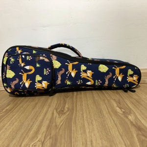 Handmade Soft padded super cute fox ukulele case fits for 21 inch 22 inch soprano ukulele Ukulele backpack Ukulele carry bag Gifts