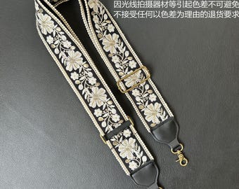Handmade high quality adjustable  floral embroidery bag straps purse straps crossbody strap