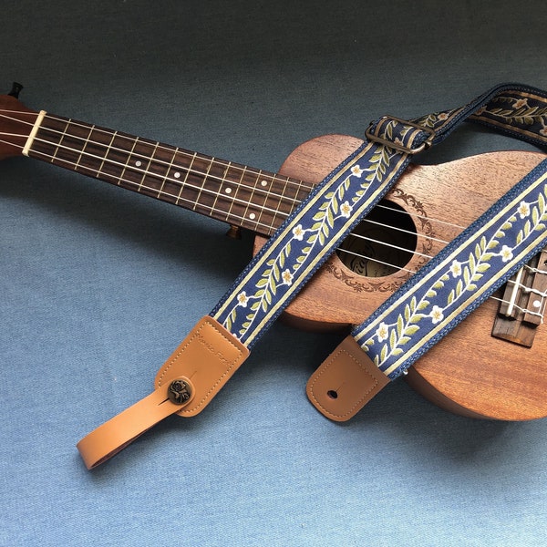 Handmade vintage floral ukulele straps fits for all size ukulele and kids guitar