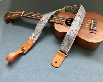 Handmade Vintage Style Cotton Haze Blue ukulele strap