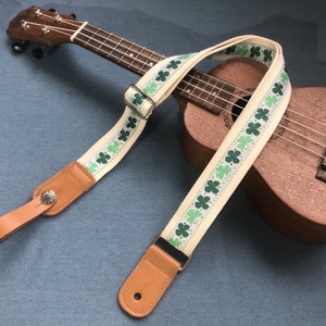 Handmade Lucky clover design ukulele straps fits for all size ukulele and guitalele