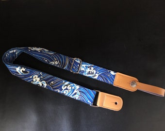 Las correas de ukelele de algodón de Estilo Japonés Waves hechas a mano se ajustan a todo tipo de ukeleles