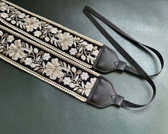 Handmade 2.4(6cm) width,Heavy Duty High Quality Embroidered Floral Camera Strap