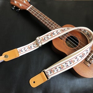 Handmade vintage embroidered floral ukulele straps fits for all size ukulele guitalele and kids guitar