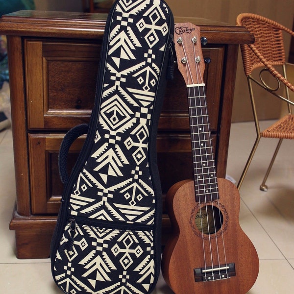 Handmade Retro padded canvas ukulele case fits for soprano concert ukulele21"22" 23"24" concert ukulele gig bag soft ukulele case