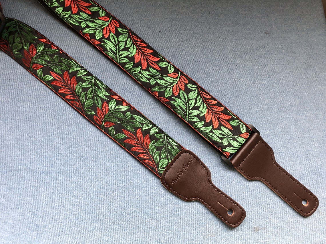 Handmade Vintage Embroidery Guitar Strap 2 Inch Width Luxury Straps