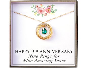 9th Anniversary gift - Anniversary gift for wife, meaningful jewelry for wife, 9 year wedding anniversary necklace, for Fiancee, L-TWISB