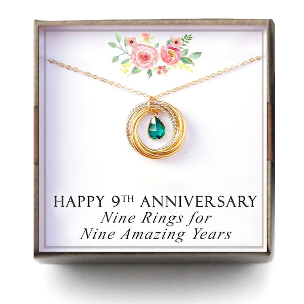 9th Anniversary gift - Anniversary gift for wife, meaningful jewelry for wife, 9 year wedding anniversary necklace, for Fiancee, L-TWISB