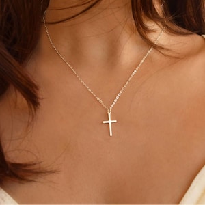 Sterling Silver Cross Necklace - Simple everyday necklace, Confirmation Gift for girls, Girl Women Cross necklace, Delicate Cross for mom