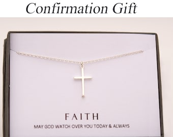 Sterling Silver Cross Necklace - Simple everyday necklace, Confirmation Gift for girls, Girl Women Cross necklace, Delicate Cross for mom