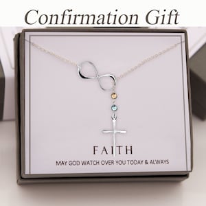 Personalized Birthstone Cross Necklace - Confirmation Gift for girls, Birthday Gift for mom grandma, Women Cross necklace, mothers day gift