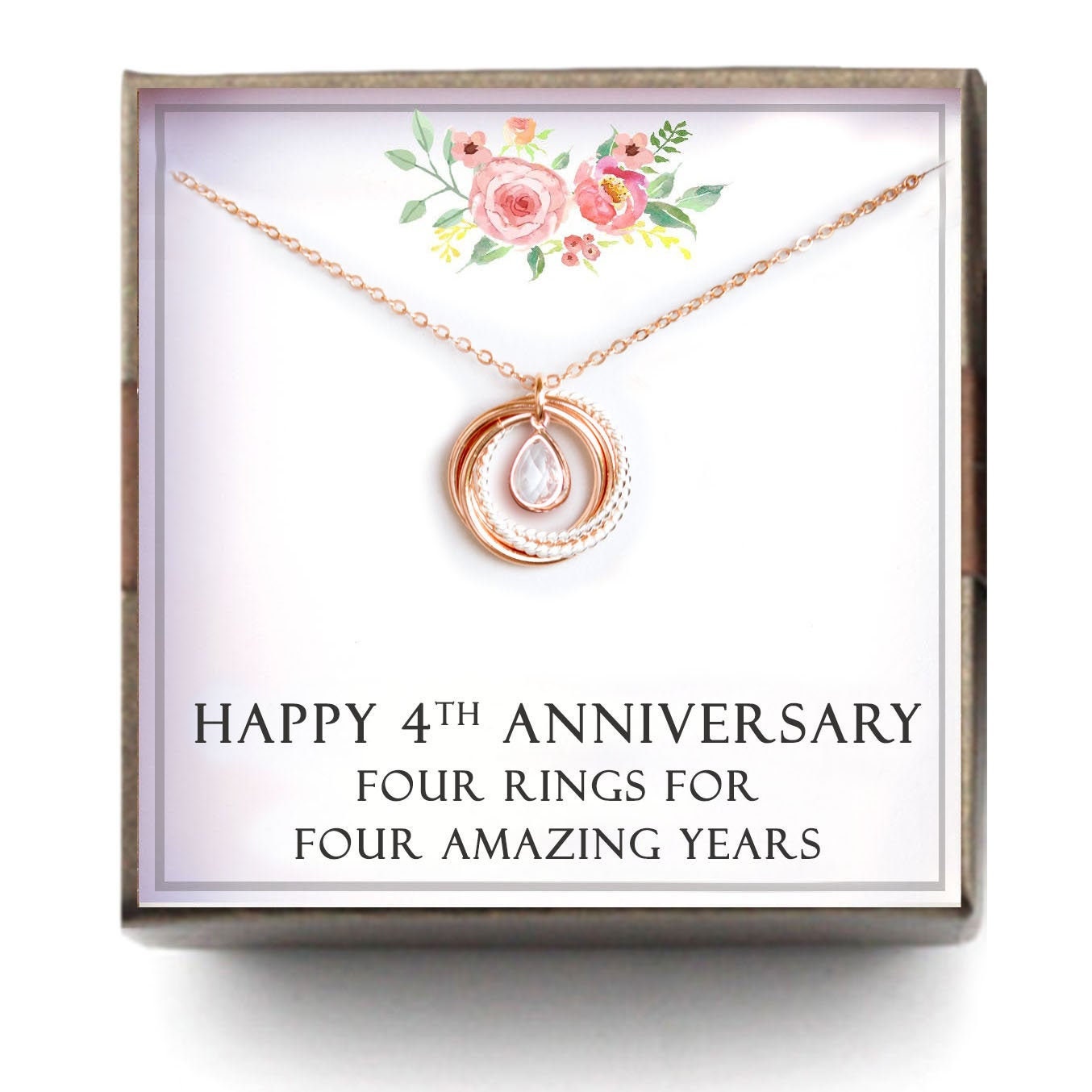 4th Anniversary gift - Anniversary gift for wife gf, meaningful jewelry for wife gf, 4 year wedding anniversary necklace, L-TWISB