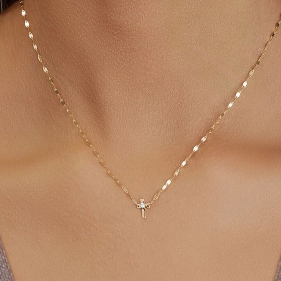アクセサリー janji mini cross necklace Sparkle Tiny Cross Necklace - Mini Cross Necklace, Mothers