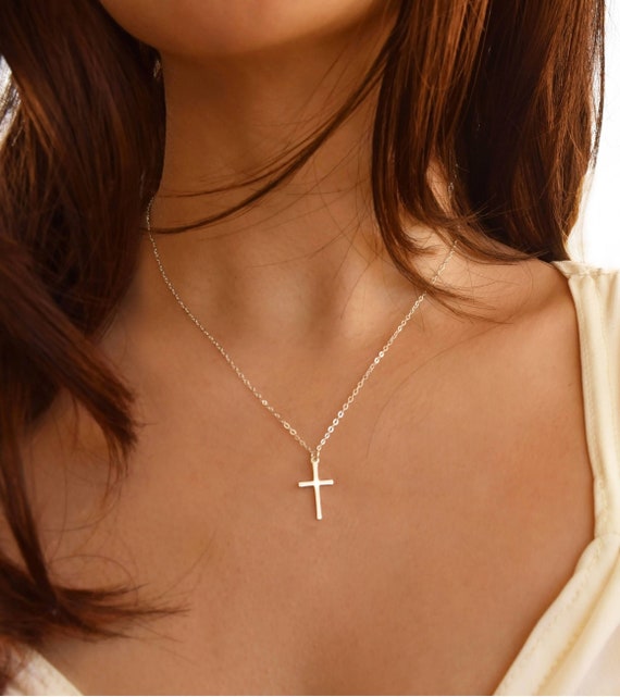 Cross Necklace For Women, 14k Gold Plated/sterling Silver Chain Necklace  Dainty Layered Gold Cross Pendant Necklace Simple Cute Necklaces For Women  Go