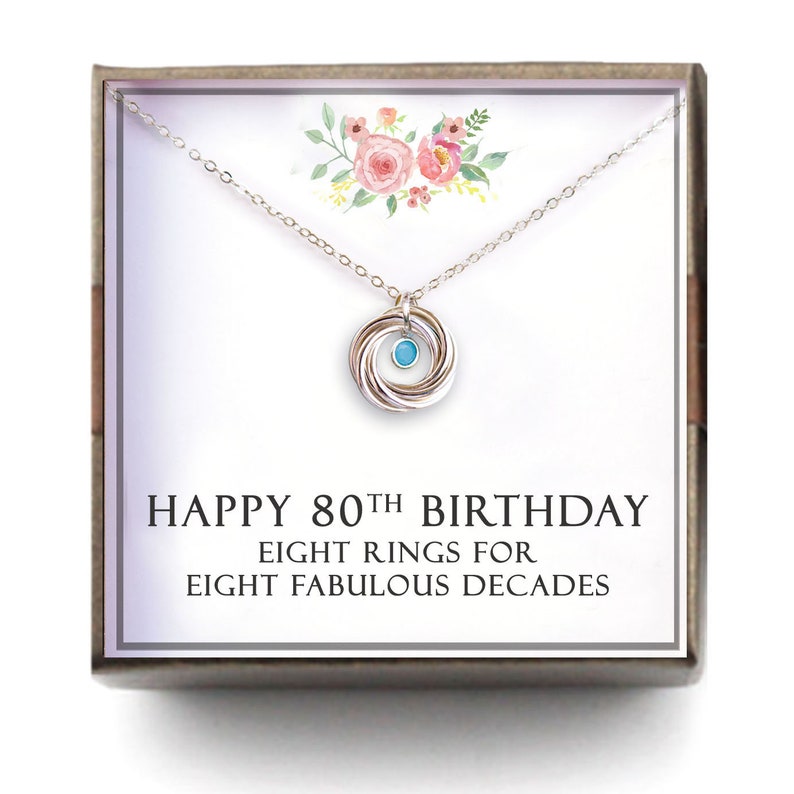 80th birthday gift women Birthstone Necklace 80th Birthday