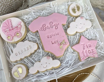 Baby Personalised Biscuits Gift Box/ Personalised with Baby Name/ Welcome to the world