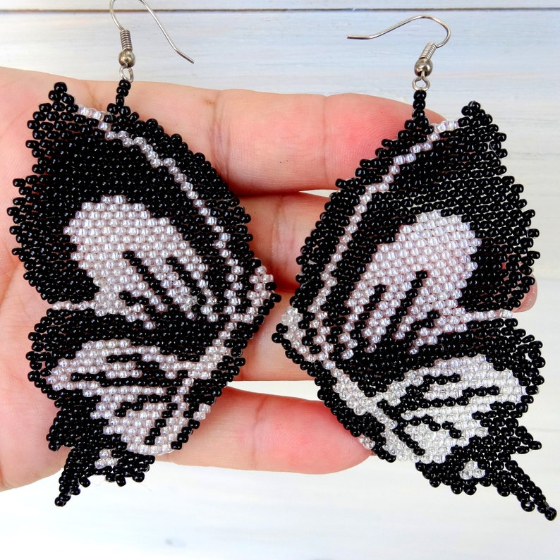 Monarch butterfly wings earrings dangle seed bead earrings Etsy