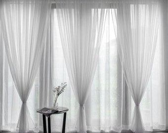 Extra long sheer voile curtain with grommet top 7 8 9 10 11 12 13 13 15 16 17 18 20 24 25 26 ft White custom made 110" wide