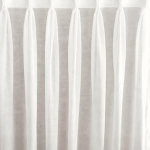 Extra Wide Triple Pinch Pleated Linen Sheer Curtains, Sheer Pleated Cafe Curtains, Custom Size Curtain Panels for living room and bedroom