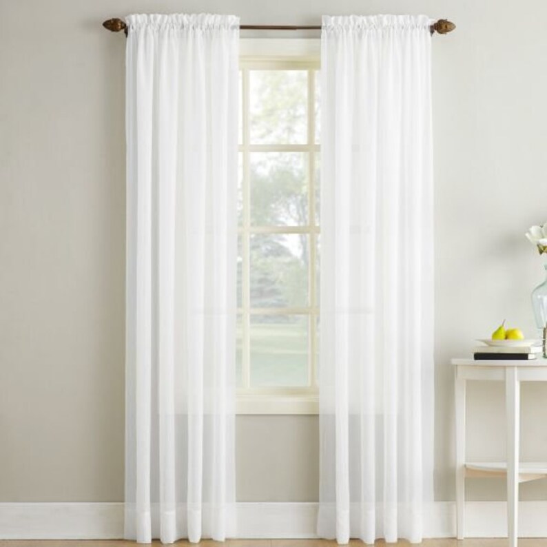 Extra long sheer voile curtain with grommet top 7 8 9 10 11 12 Etsy