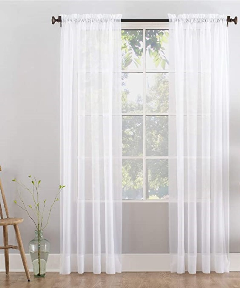 Extra long sheer voile curtain with grommet top 7 8 9 10 11 12 Etsy