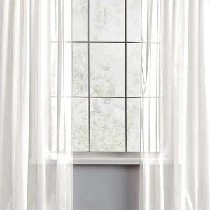 Extra Wide Linen Sheer Curtains,Vintage Pleated Custom Drapes,Linen Window Curtains