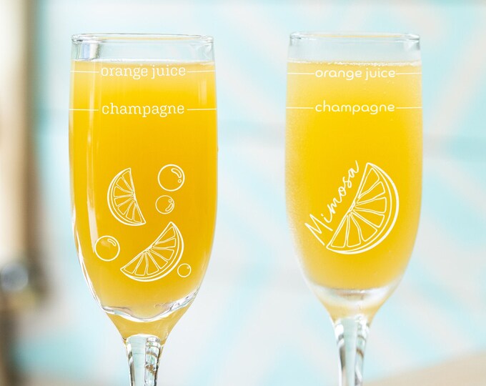 Mimosa Glass With Recipe Personalized Champagne Flutes Etsy