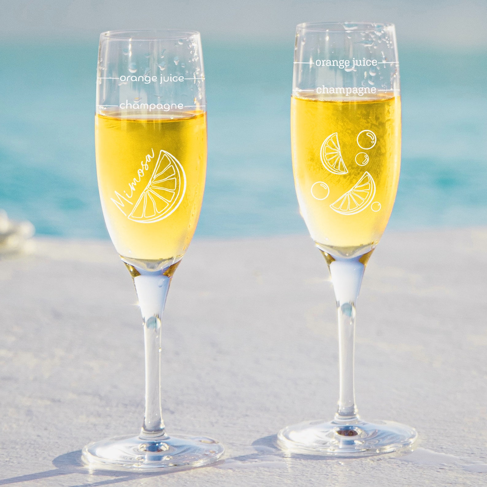 Mimosa Glass with Recipe Personalized Champagne Flutes Etsy