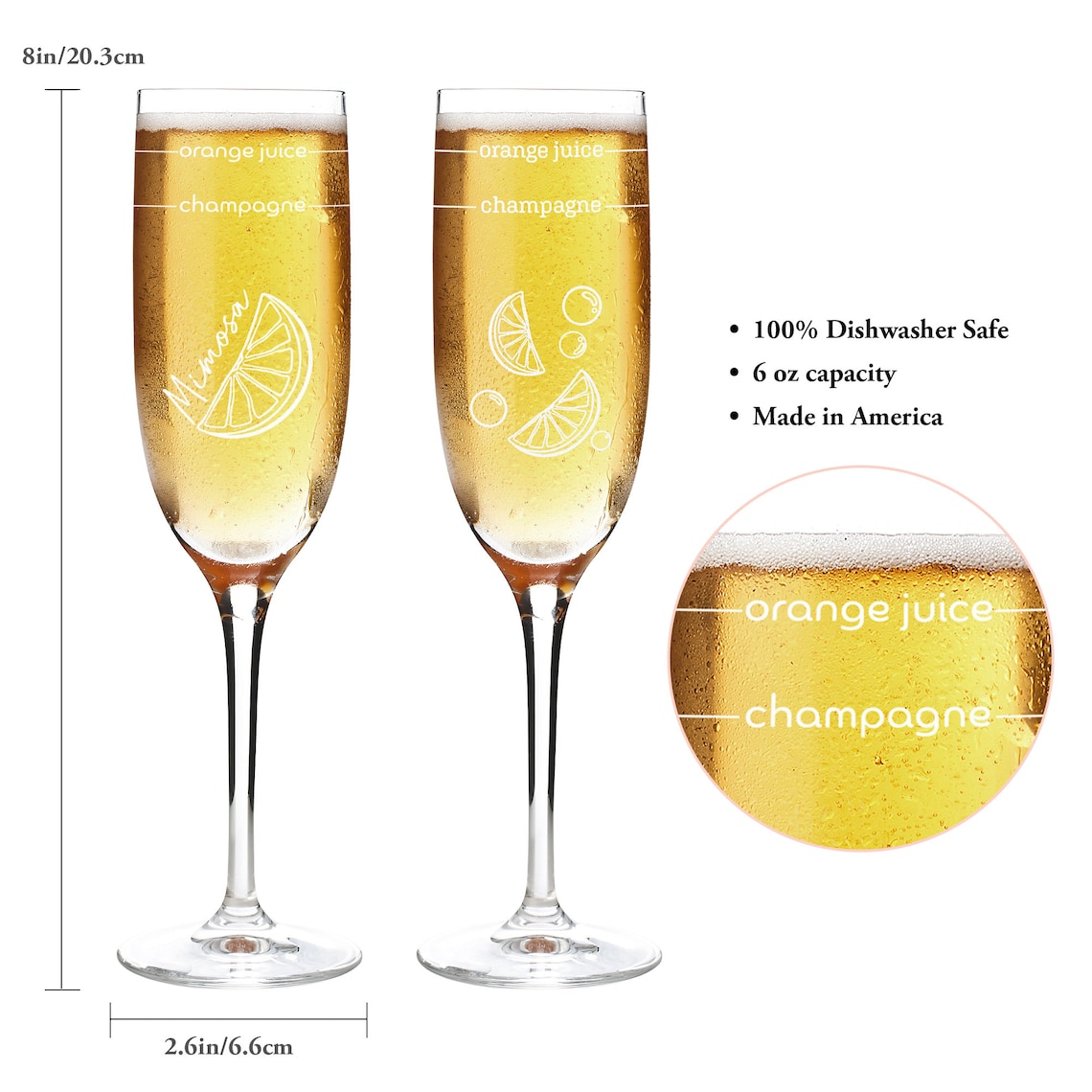 Mimosa Glass with Recipe Personalized Champagne Flutes Etsy