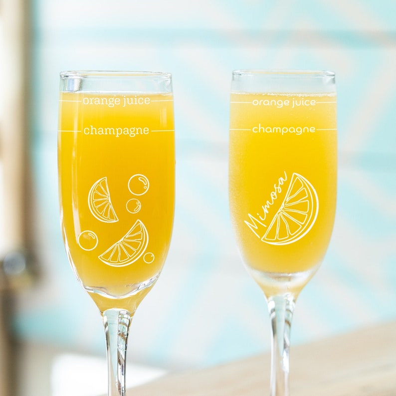 Mimosa Glass with Recipe Personalized Champagne Flutes Etsy