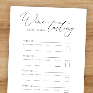 Wine Tasting Score Cards, Blind Wine Tasting Game Card, Home Wine ...