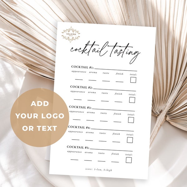 EDITABLE Cocktail Tasting Party Score Card Add Your Own Logo Cocktail Tasting Sheet Editable Template Bridal Shower Cocktail Party