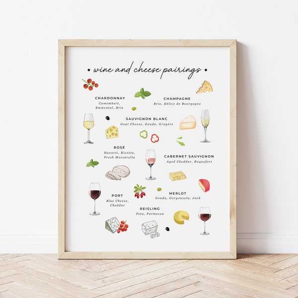 Wine and Cheese Pairing Sign, Wine Tasting Party Decoration, Home Wine Tasting Party, Cheese and Wine Bar Printable