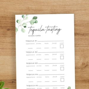 Tequila Tasting Score Card: Blind Taste Test, Party Notes (PDF)
