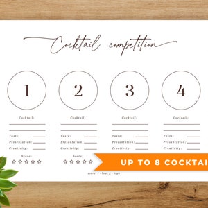 Cocktail Competition Party - Up to 8 Cocktails, Cocktail Competition Digital Flight Mat, Cocktail Challenge