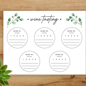 Wine Tasting Placemat Wine Tasting Party Printable Wine Tasting Sheet Bridal Shower Wine Party Bachelorette Party Wine Tasting