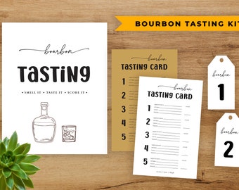 Bourbon Tasting Kit Bourbon Tasting Party Rustic Bourbon Score Card Sign, Placemat Party Invitation and Bourbon Tags